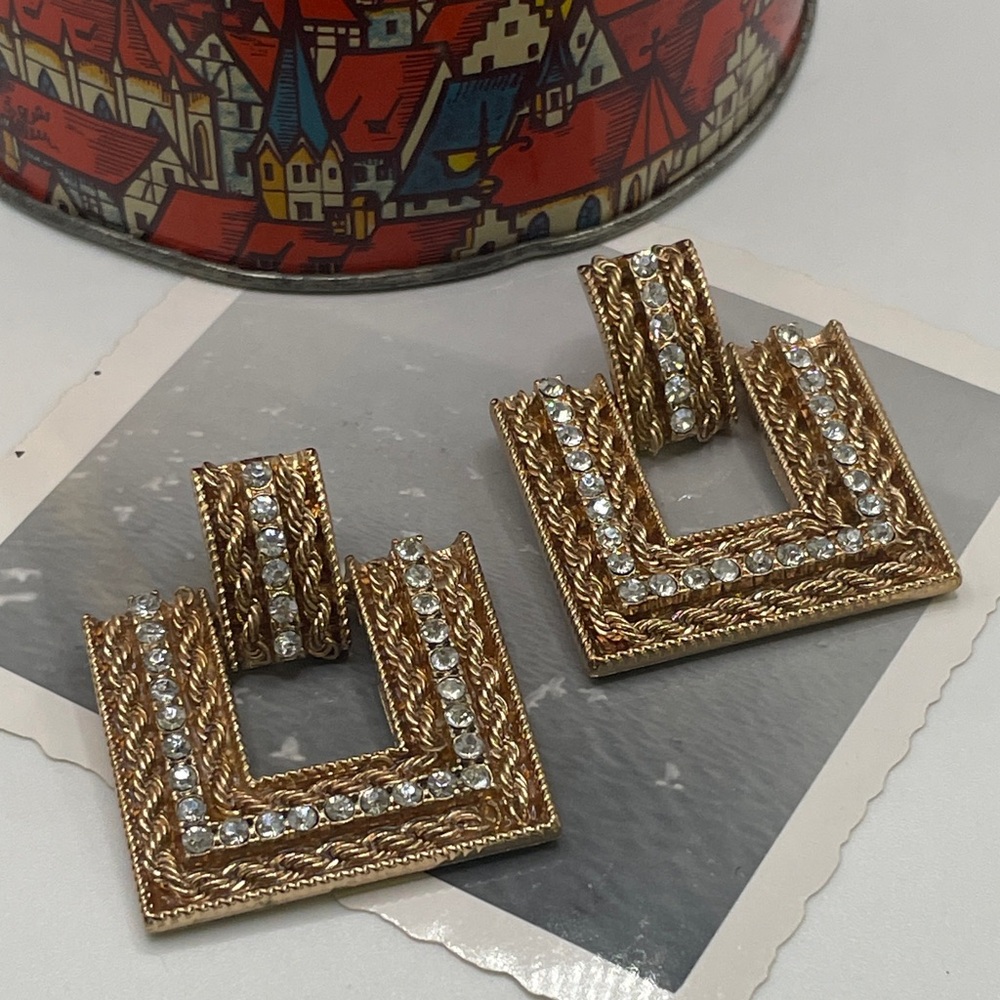 Square Sparkle Dangle Earrings